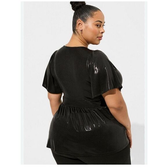 Torrid size 1x/xl surplus liquid shine peplum babydoll top shirt nwt - Picture 2 of 6